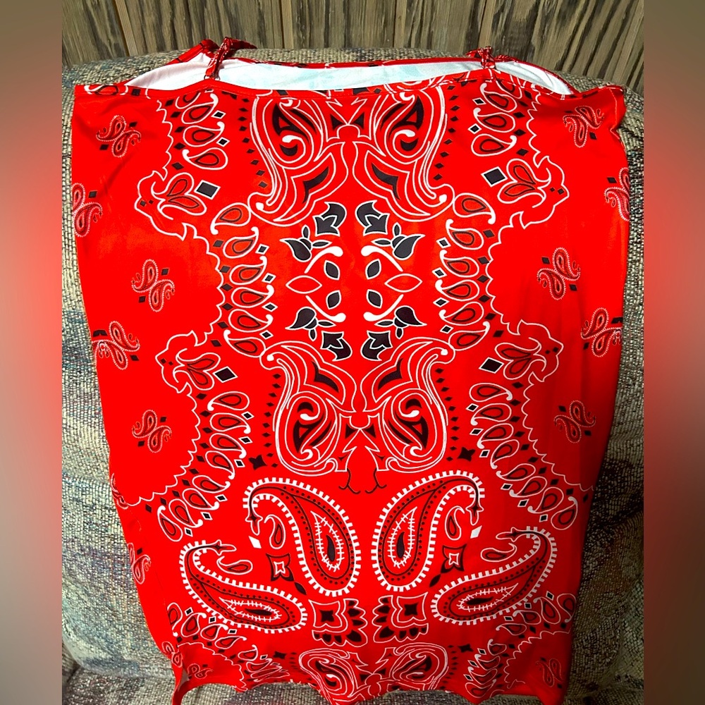 Red Bandana Mini Dress - Picture 2 of 3